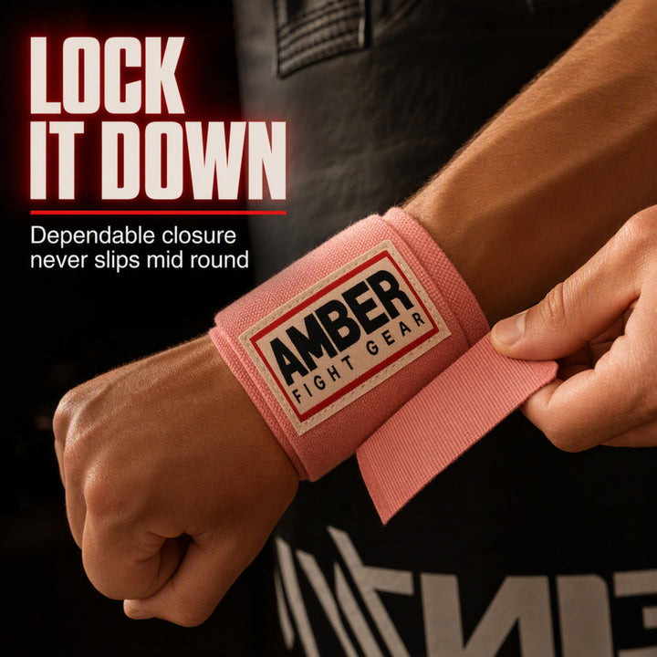 Amber Fight Gear Semi Elastic Professional Hand Wraps with Hook and Loop Closure for Boxing Kickboxing Muay Thai MMA for Men and Women