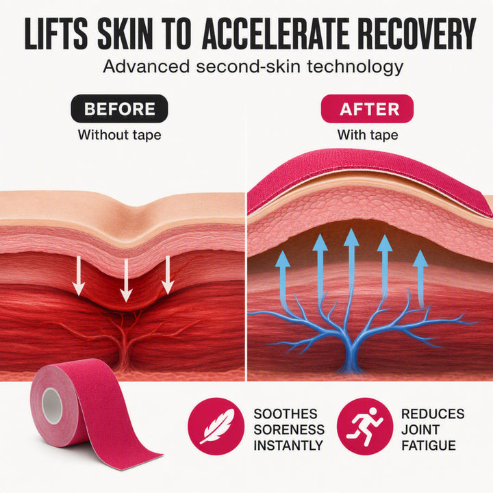 Ultimate Performance Kinesiology Tape: Support, Stabilize, and Recover Best for Athletes and Rehabilitation, 2" x 16ft Pink
