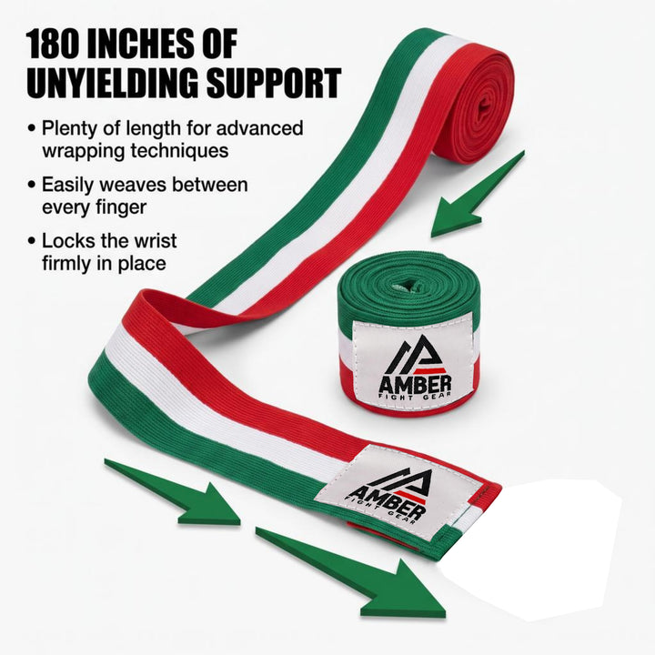 Amber Fight Gear Semi Elastic Professional Hand Wraps with Hook and Loop Closure for Boxing Kickboxing Muay Thai MMA for Men and Women