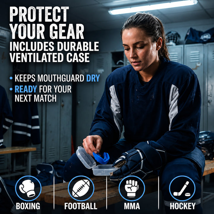 Amber Fight Gear Adult Boil and Wear Mouthguard with Ventilated Case
