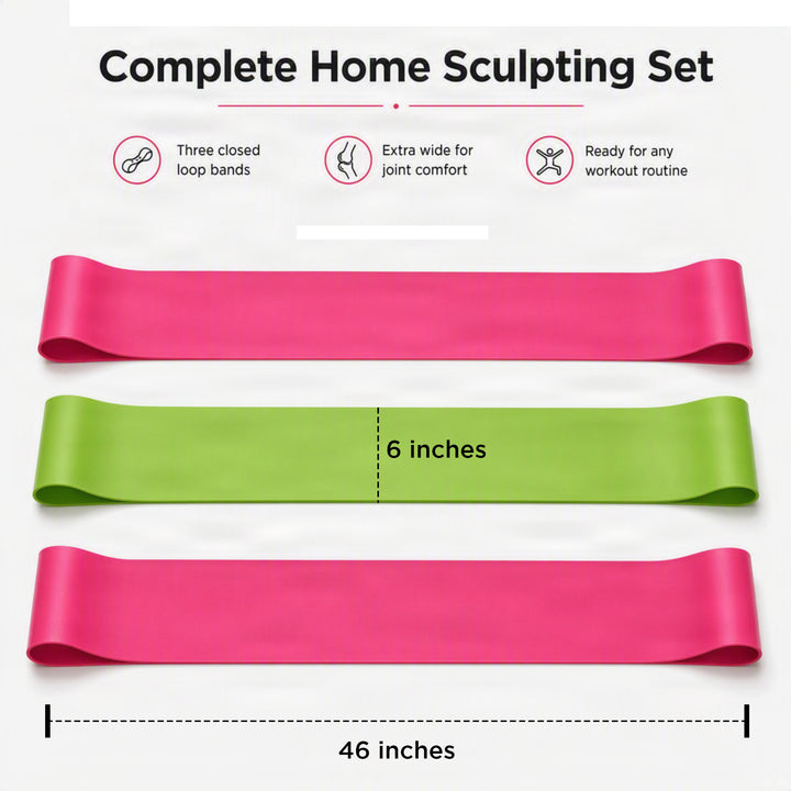 Natural Latex Exercise Resistance Bands Set of 3