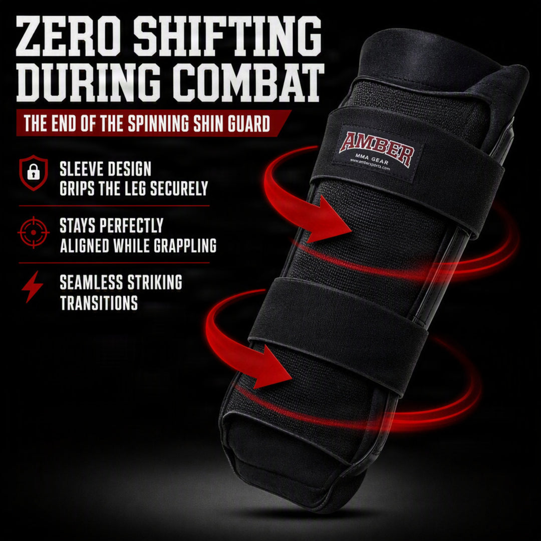 Amber Fight Gear MMA Shin &amp; Instep Protectors with Reinforced Leather Face