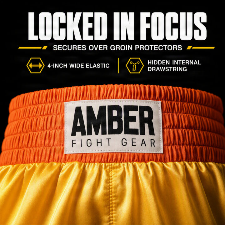Amber Fight Gear Pro Style Boxing Muay Thai MMA Training Shorts, Polyester