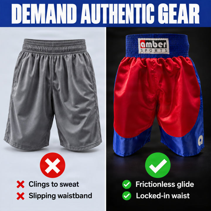 Amber Fight Gear Professional Boxing Shorts, Ultra Lightweight Polyester, Stretch Fit