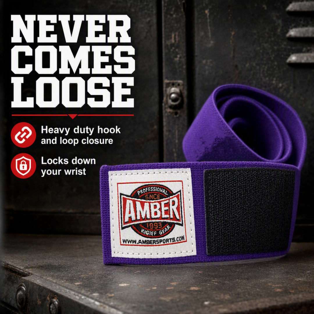 Amber Fight Gear Semi Elastic Professional Hand Wraps with Hook and Loop Closure for Boxing Kickboxing Muay Thai MMA for Men and Women