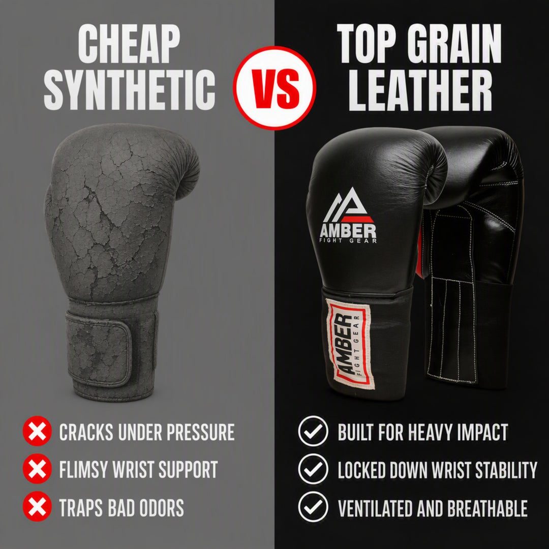 MFG Professional Hook and Loop Leather Training Boxing Gloves MMA Kickboxing Training Sparring Punching Bag Gloves Black
