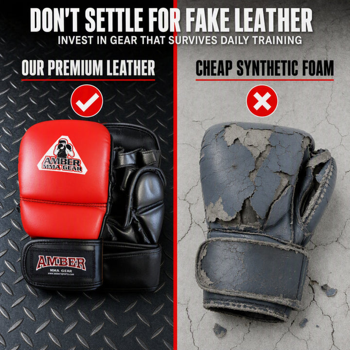 MMA Safety Training Gloves, Premium Leather, Shock Absorbing Foam, Adjustable Closure, Durable &amp; Comfortable for Sparring, Bag Work &amp; MMA Workouts, Blue, Small