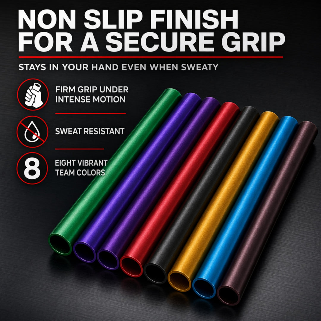 Amber Athletics Gear Aluminum Anodized Adult Relay Batons Set for Athletics Sprints Running Set IAAF Certified (8 Assorted Colors)