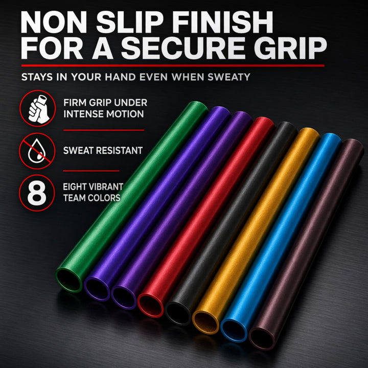 Amber Athletics Gear Aluminum Anodized Adult Relay Batons Set for Athletics Sprints Running Set IAAF Certified (8 Assorted Colors)