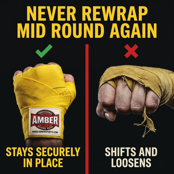 Amber Fight Gear Semi Elastic Professional Hand Wraps with Hook and Loop Closure for Boxing Kickboxing Muay Thai MMA for Men and Women