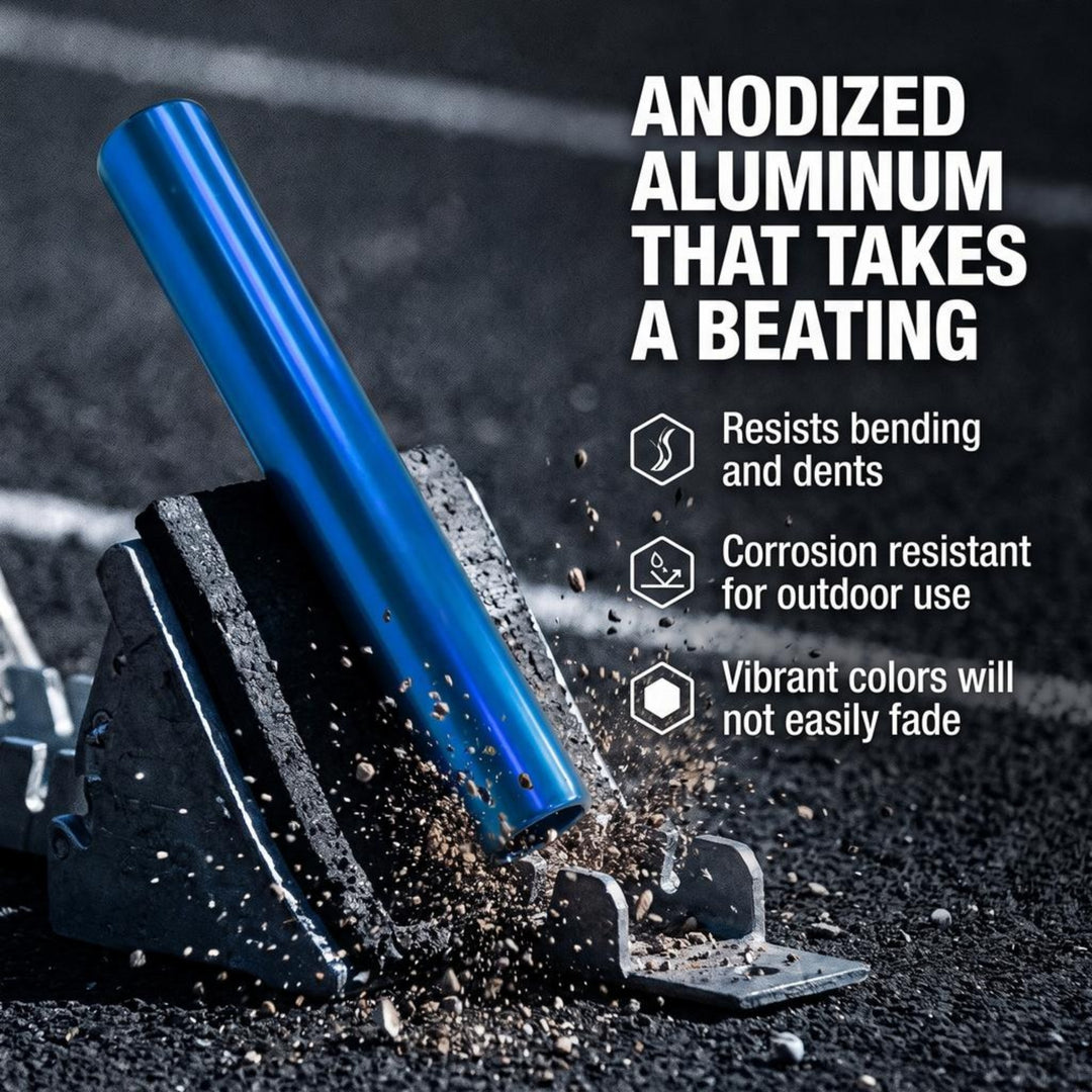 Aluminum Relay Baton Get The Winning Edge with Our Official Size, Lightweight, and Safe, Blue Pack of 2
