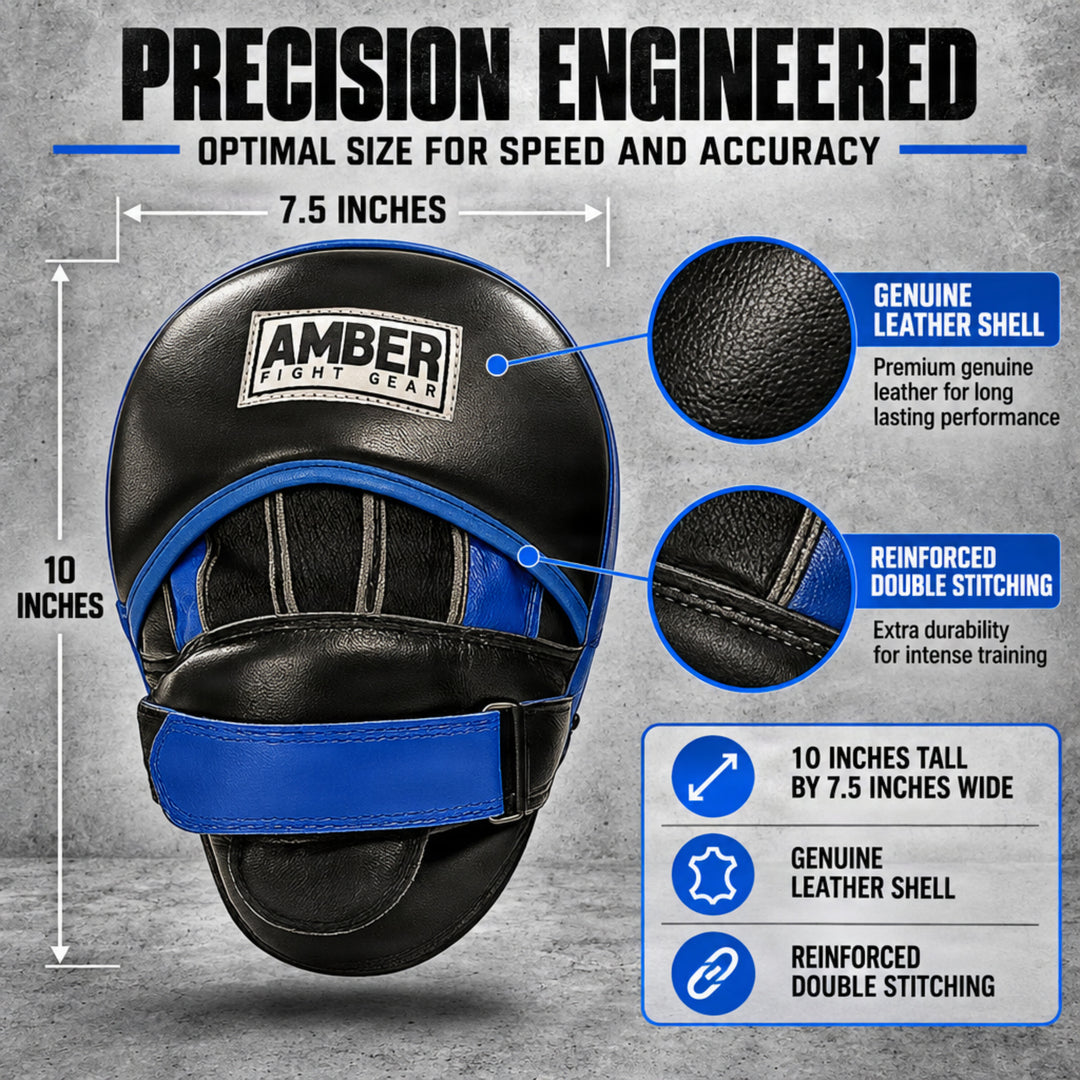 Gel-Infused Leather Punch Mitts for Boxing, Kickboxing, and MMA, Curved Design with Sweat-Resistant Lining, Shock-Absorbing Padding, Perfect for Training and Fitness Workouts