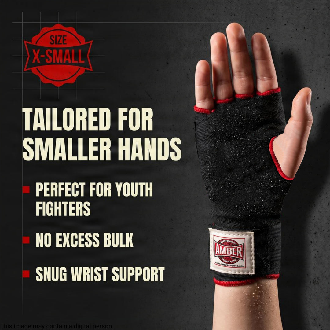 Amber Fight Gear Rapid Elastic Hand Wraps for Boxing, MMA, Muay Thai, Kickboxing - Enhanced Wrist &amp; Knuckle Protection - Ideal for Men &amp; Women