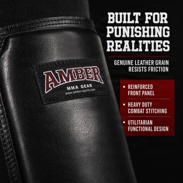 Amber Fight Gear MMA Shin &amp; Instep Protectors with Reinforced Leather Face