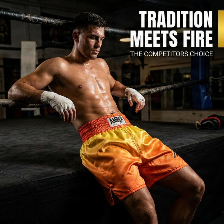Amber Fight Gear Pro Style Boxing Muay Thai MMA Training Shorts, Polyester