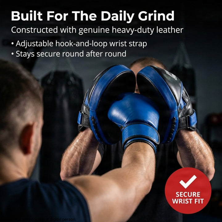 Gel-Infused Leather Punch Mitts for Boxing, Kickboxing, and MMA, Curved Design with Sweat-Resistant Lining, Shock-Absorbing Padding, Perfect for Training and Fitness Workouts