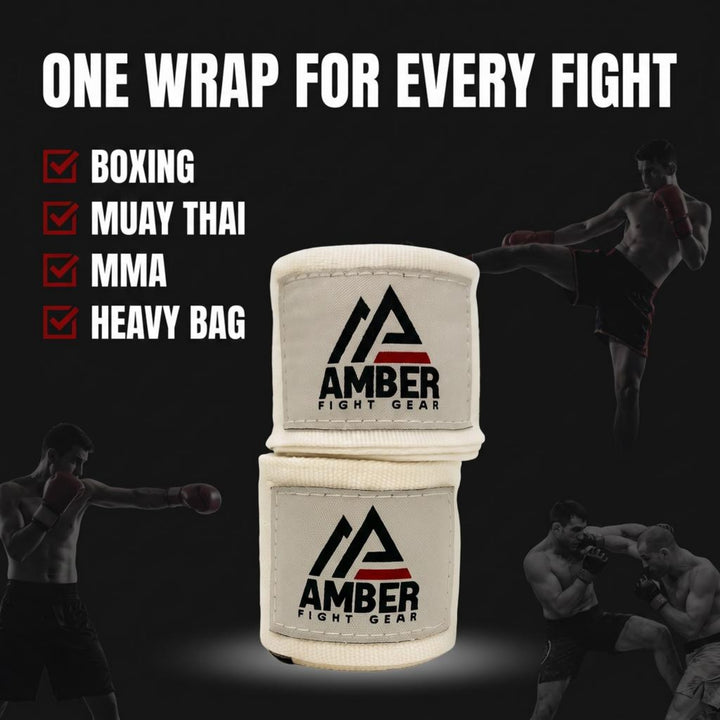Amber Fight Gear Semi Elastic Professional Hand Wraps with Hook and Loop Closure for Boxing Kickboxing Muay Thai MMA for Men and Women