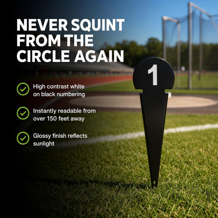 Durable Discus &amp; Shot Put Markers (Set of 10) Essential Track and Field Equipment, Spiked Tips for Secure Placement, High Visibility, Robust Metal Construction for Competitions and Training