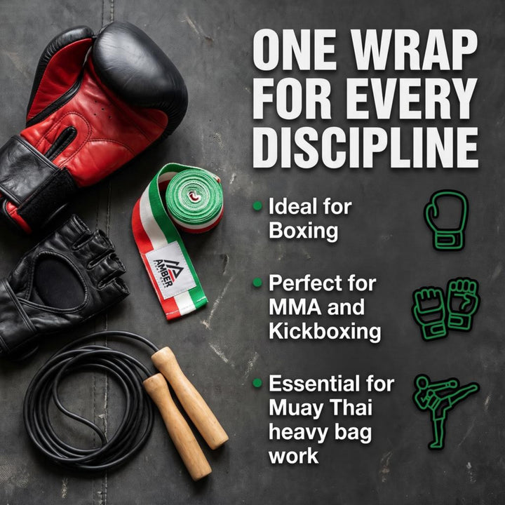 Amber Fight Gear Semi Elastic Professional Hand Wraps with Hook and Loop Closure for Boxing Kickboxing Muay Thai MMA for Men and Women