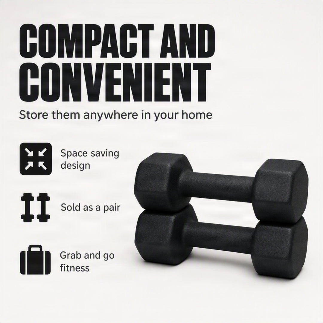 Neoprene Dumbbell for Strength Training, Muscle Toning, and Rehab, Non-Slip Grip, Anti-Roll Design