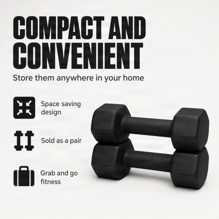 Neoprene Dumbbell for Strength Training, Muscle Toning, and Rehab, Non-Slip Grip, Anti-Roll Design