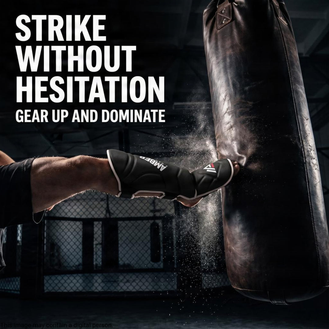 Centurion Muay Thai Shin and Instep Guards, High-Density Foam Protection, Skintex Leather, Adjustable Straps, Lightweight &amp; Durable for MMA, Kickboxing, Muay Thai, and Taekwondo