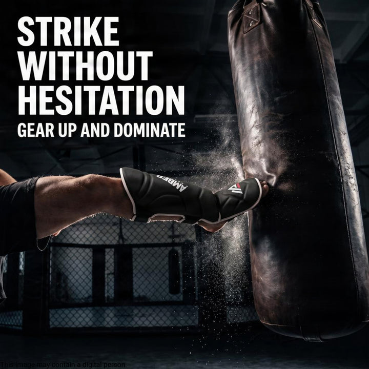 Centurion Muay Thai Shin and Instep Guards, High-Density Foam Protection, Skintex Leather, Adjustable Straps, Lightweight &amp; Durable for MMA, Kickboxing, Muay Thai, and Taekwondo
