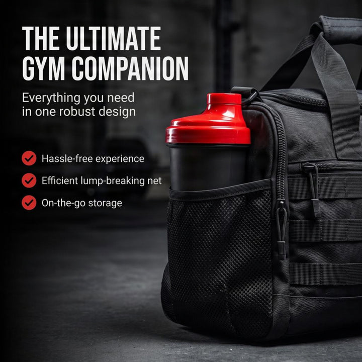 Amber Fight Gear The Ultimate Shaker Glass With Cap No. 4, Smooth Supplement Mixing, Convenient Storage, Efficient Lump-Breaking Net, and Durable Design Multiple Colors, Red