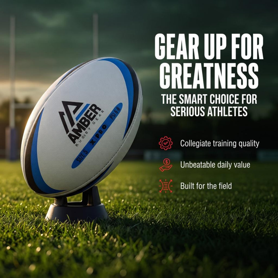 Competition Rugby Ball with Superior Grip and Balanced Weight for Match-Play and Training