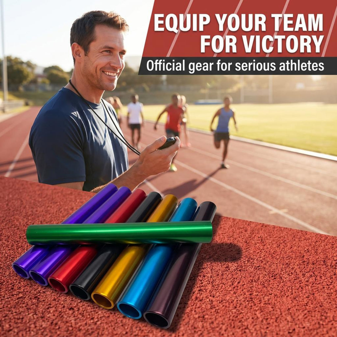 Amber Athletics Gear Aluminum Anodized Adult Relay Batons Set for Athletics Sprints Running Set IAAF Certified (8 Assorted Colors)