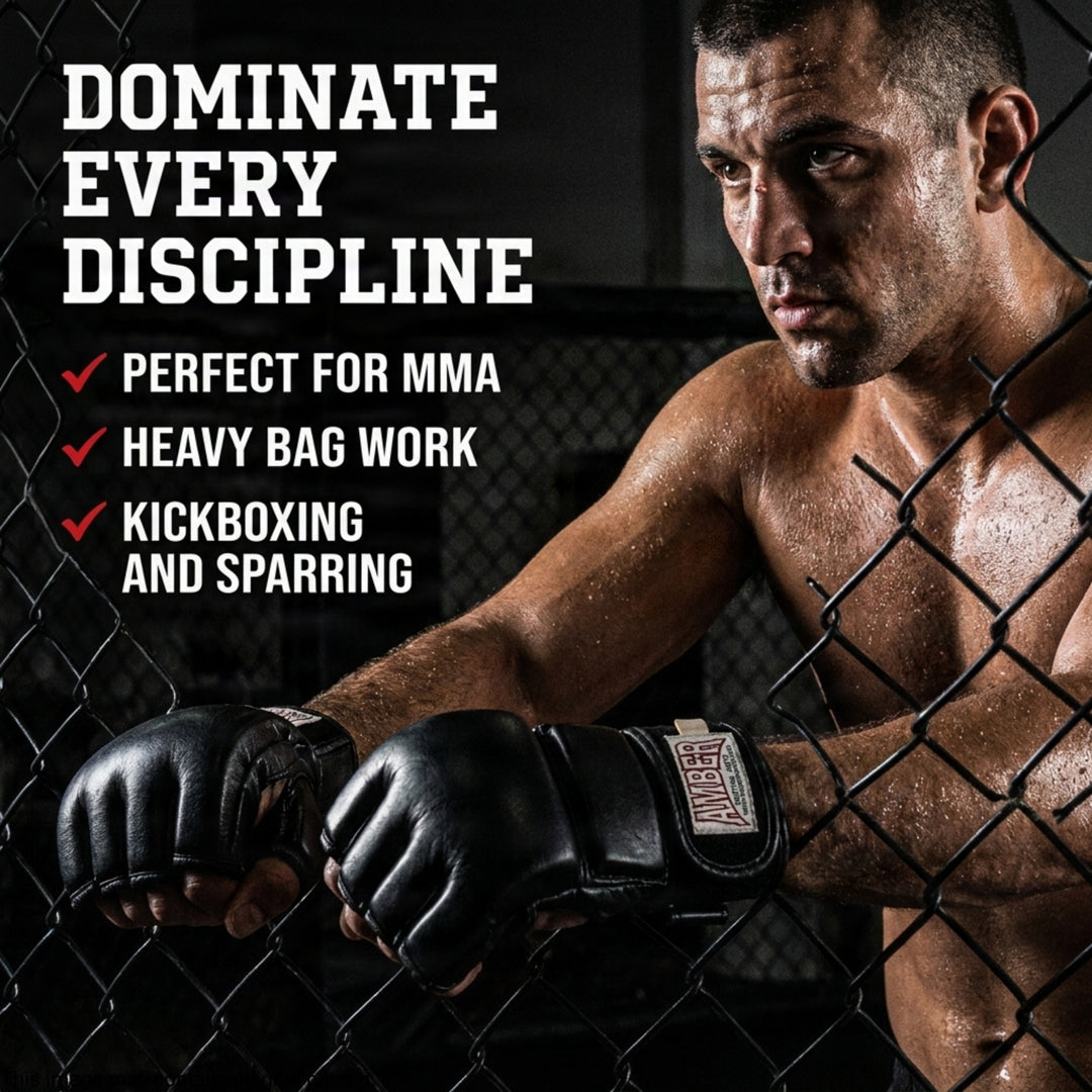 Amber Fight Gear MMA Gel Shock Training Gloves with Leather Construction