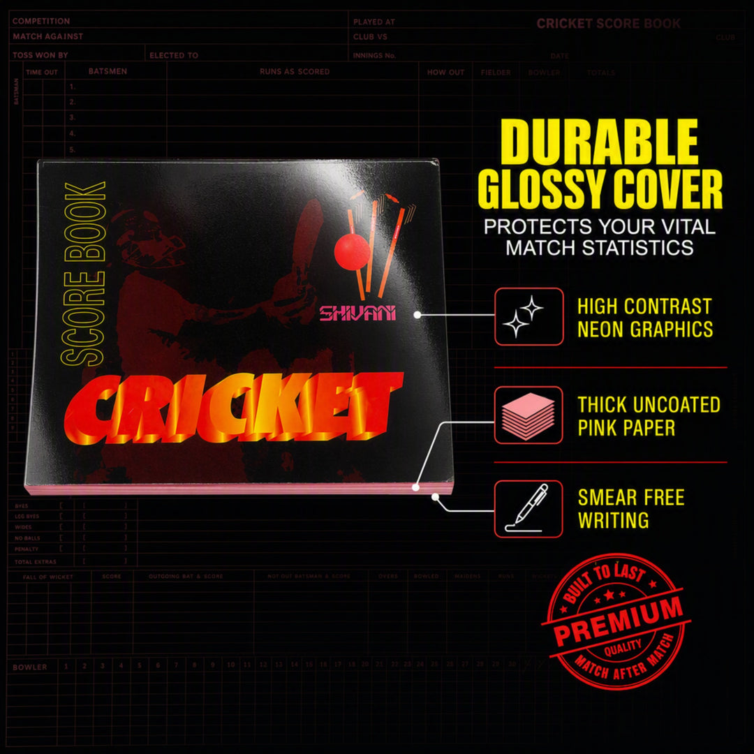Amber Fight Gear Cricket Scorebook Logging 100 Innings for Comprehensive Game Records and Seasonal Progress Tracking