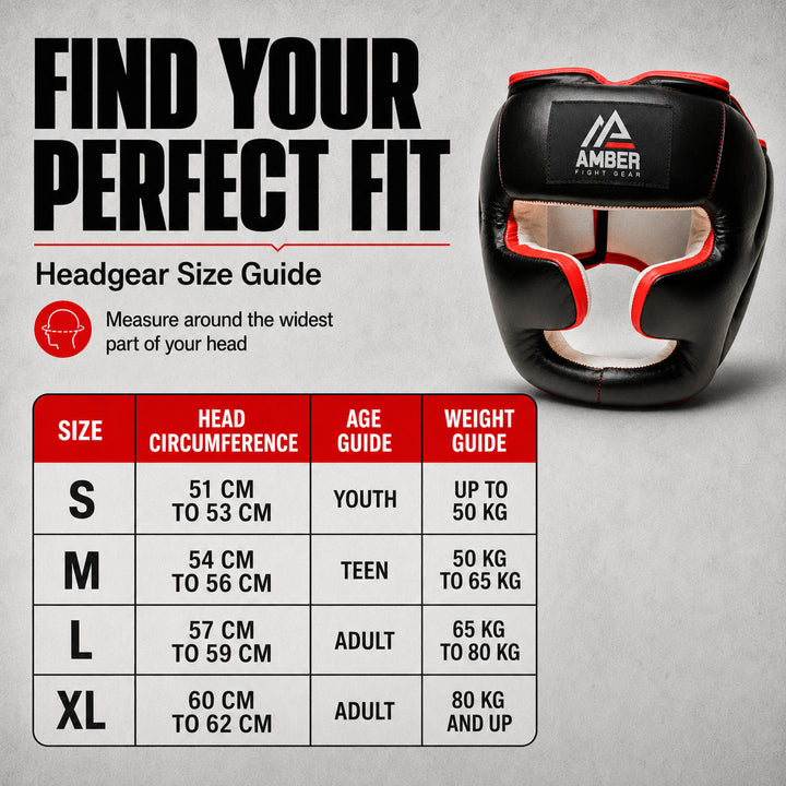 Professional Leather Boxing Headgear for Training, Sparring, Kickboxing, MMA, Muay Thai ? Thick Padding with Cheek Protection, Adjustable Fit, Large