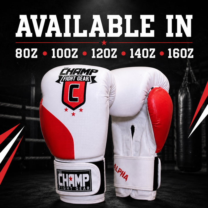 The Champ Fight Gear Alpha Series Boxing Gloves with Wrist Support for Boxing Kickboxing Muay Thai Training or Sparring Punching Bag Mitts