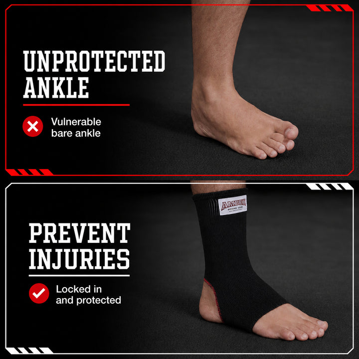 Amber Fight Gear Nylon Ankle Wraps Open Heel Design for Superior Support and Comfort