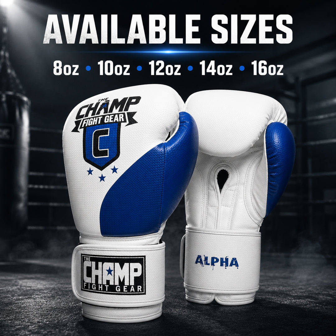 The Champ Fight Gear Alpha Series Boxing Gloves with Wrist Support for Boxing Kickboxing Muay Thai Training or Sparring Punching Bag Mitts