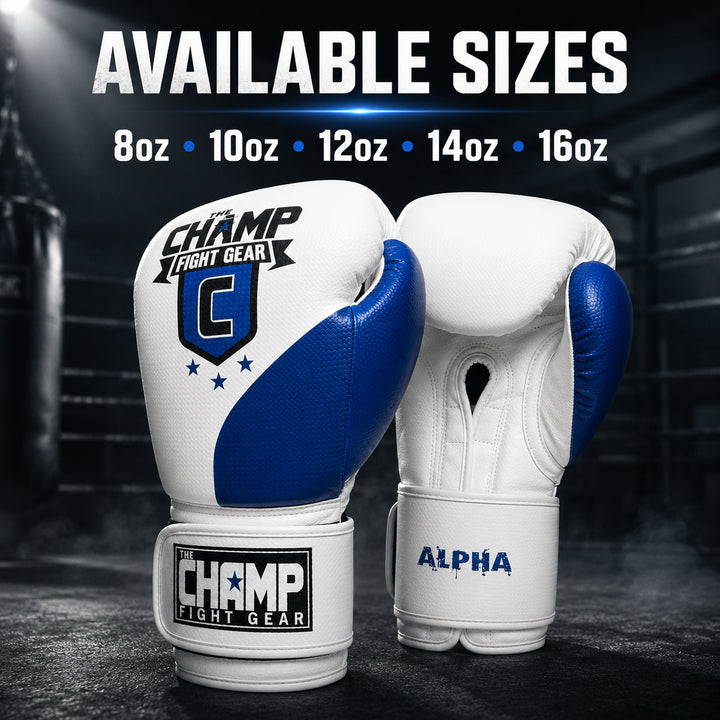 The Champ Fight Gear Alpha Series Boxing Gloves with Wrist Support for Boxing Kickboxing Muay Thai Training or Sparring Punching Bag Mitts
