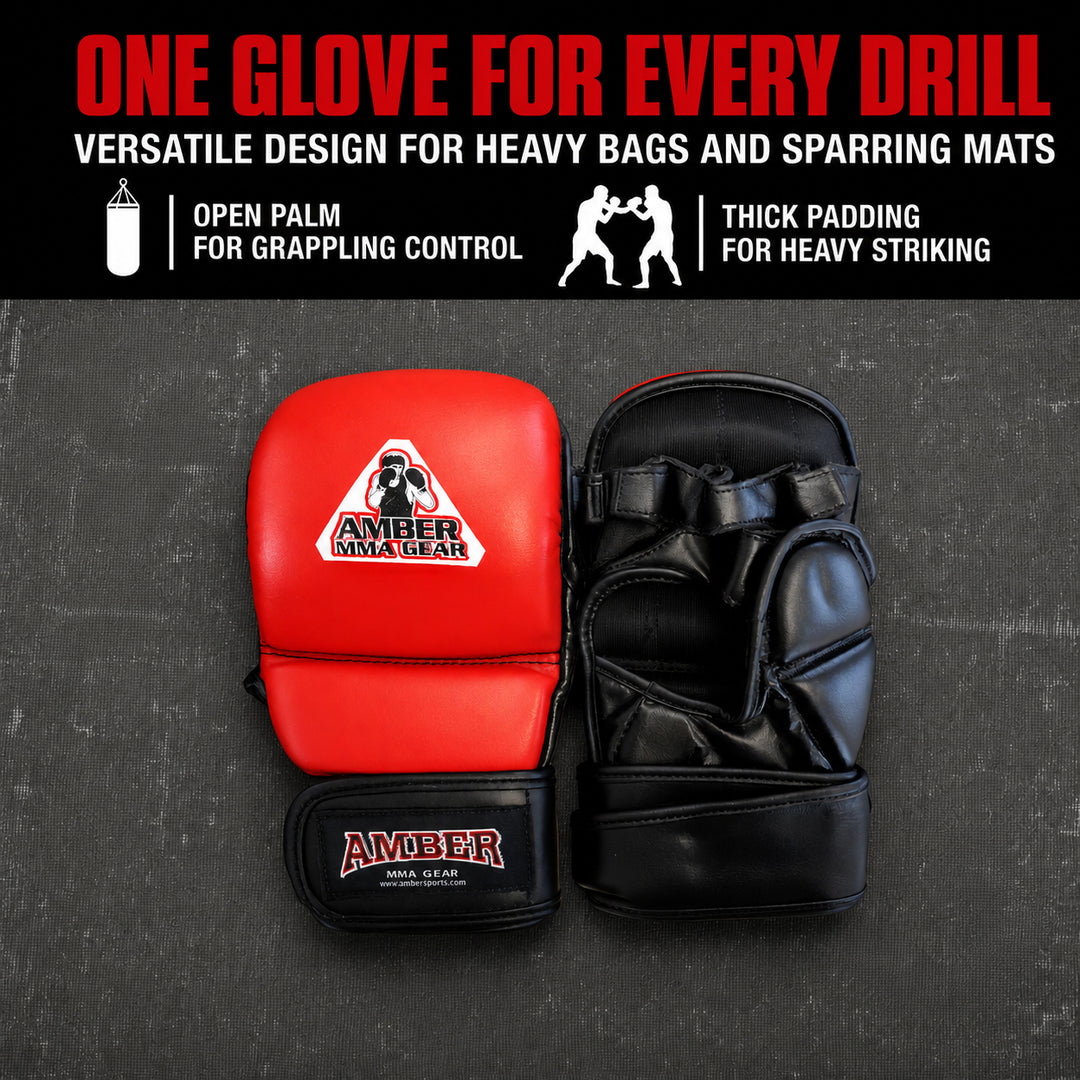 MMA Safety Training Gloves, Premium Leather, Shock Absorbing Foam, Adjustable Closure, Durable &amp; Comfortable for Sparring, Bag Work &amp; MMA Workouts, Blue, Small