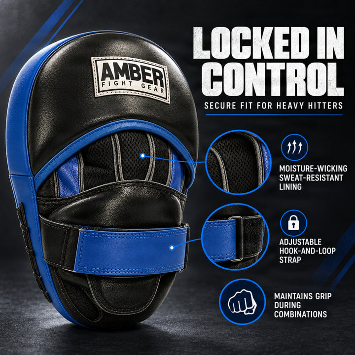 Gel-Infused Leather Punch Mitts for Boxing, Kickboxing, and MMA, Curved Design with Sweat-Resistant Lining, Shock-Absorbing Padding, Perfect for Training and Fitness Workouts