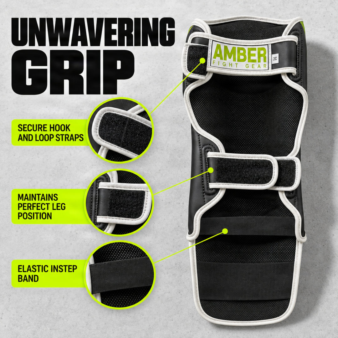 Amber Fight Gear Pro Style Competition Muay Thai Shin Guards with Instep