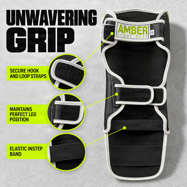 Amber Fight Gear Pro Style Competition Muay Thai Shin Guards with Instep
