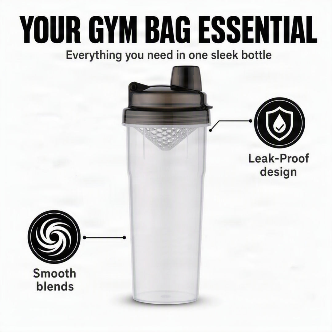 Mini Shaker Glass with Black Cap: Premium Quality Protein Shaker Bottle for Smooth Blends, Leak-Proof Design, Easy to Carry, Ideal for Gym Enthusiasts and Athletes, Versatile Use, Black