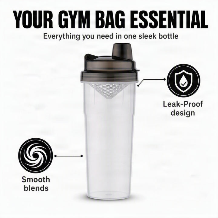 Mini Shaker Glass with Black Cap: Premium Quality Protein Shaker Bottle for Smooth Blends, Leak-Proof Design, Easy to Carry, Ideal for Gym Enthusiasts and Athletes, Versatile Use, Black