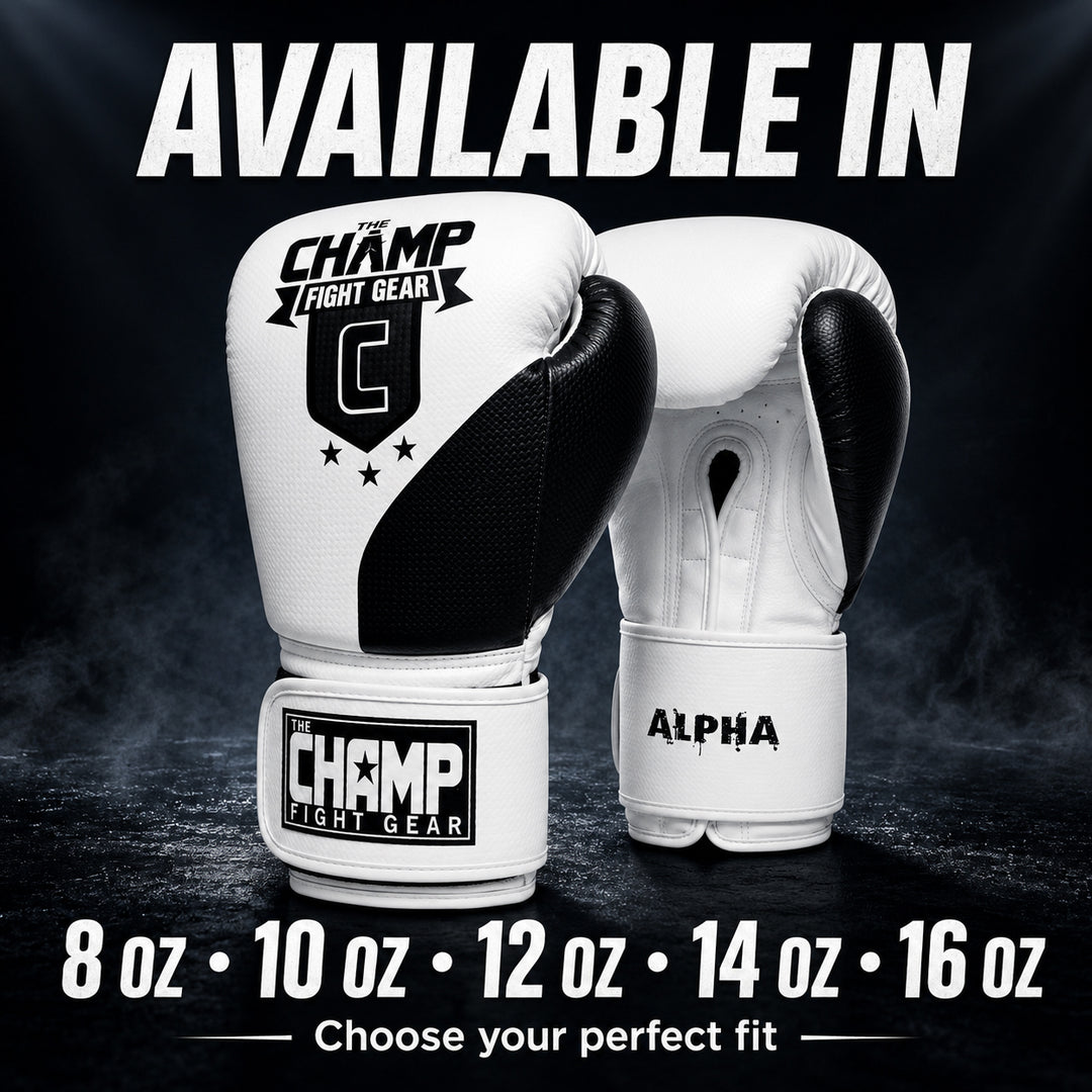 The Champ Fight Gear Alpha Series Boxing Gloves with Wrist Support for Boxing Kickboxing Muay Thai Training or Sparring Punching Bag Mitts