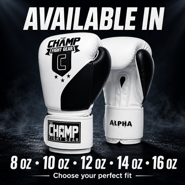 The Champ Fight Gear Alpha Series Boxing Gloves with Wrist Support for Boxing Kickboxing Muay Thai Training or Sparring Punching Bag Mitts