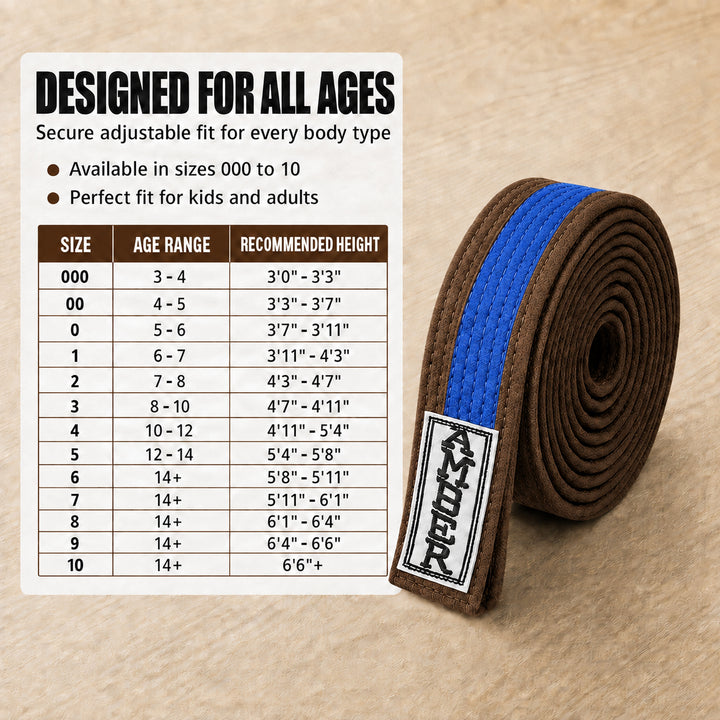 Amber Fight Gear Premium Karate Belt, 100 percent Cotton Canvas Martial Arts Belt for Karate