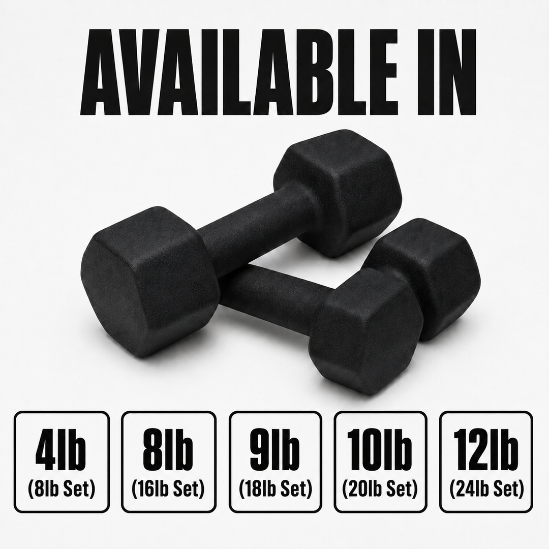 Neoprene Dumbbell for Strength Training, Muscle Toning, and Rehab, Non-Slip Grip, Anti-Roll Design