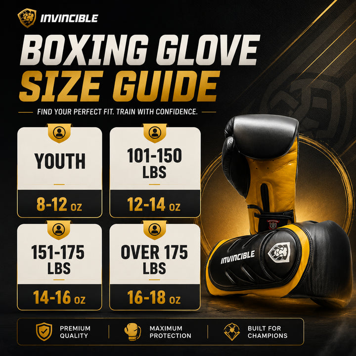Invincible Fight Gear Pro Leather Boxing Gloves v2.0 | Multi-Layered Foam Training Gloves for MMA, Kickboxing, Muay Thai Sparring | Men, Women &amp; Kids | 12oz, 14oz, 16oz