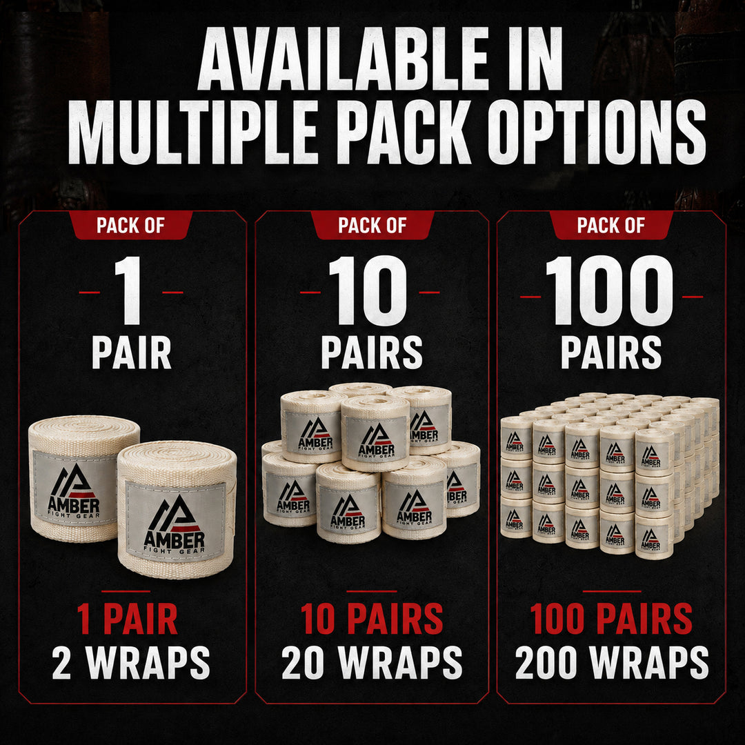 Amber Fight Gear Semi Elastic Professional Hand Wraps with Hook and Loop Closure for Boxing Kickboxing Muay Thai MMA for Men and Women