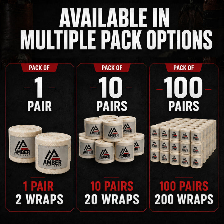 Amber Fight Gear Semi Elastic Professional Hand Wraps with Hook and Loop Closure for Boxing Kickboxing Muay Thai MMA for Men and Women
